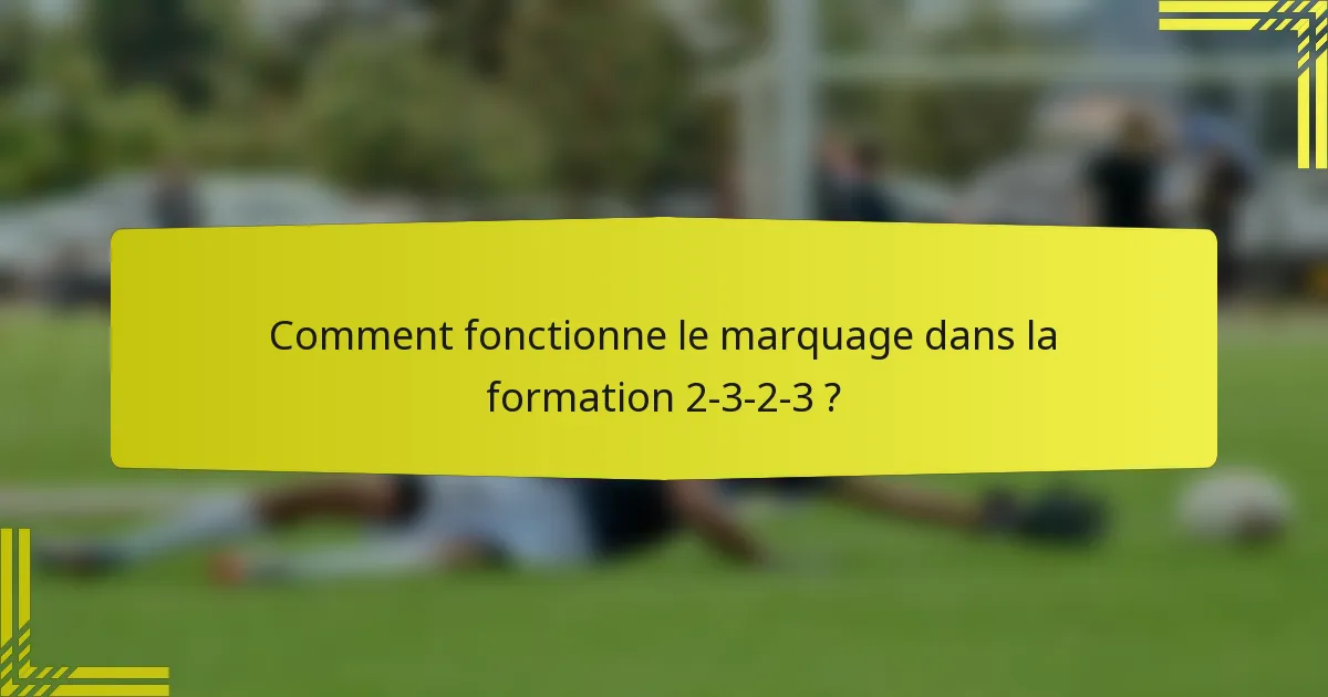 Comment fonctionne le marquage dans la formation 2-3-2-3 ?