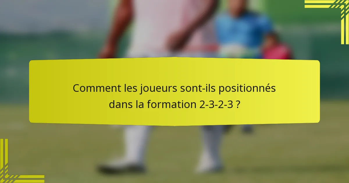 Comment les joueurs sont-ils positionnés dans la formation 2-3-2-3 ?