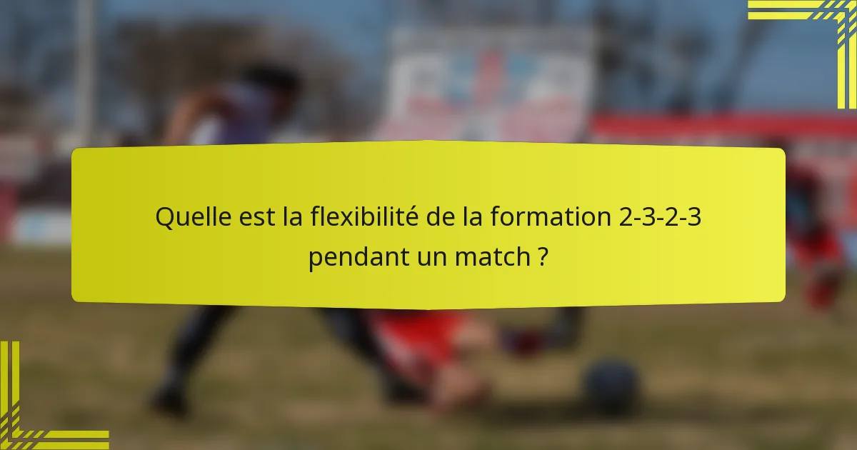 Quelle est la flexibilité de la formation 2-3-2-3 pendant un match ?