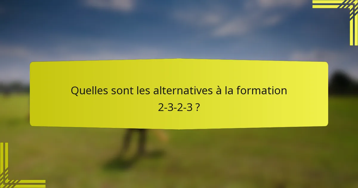 Quelles sont les alternatives à la formation 2-3-2-3 ?