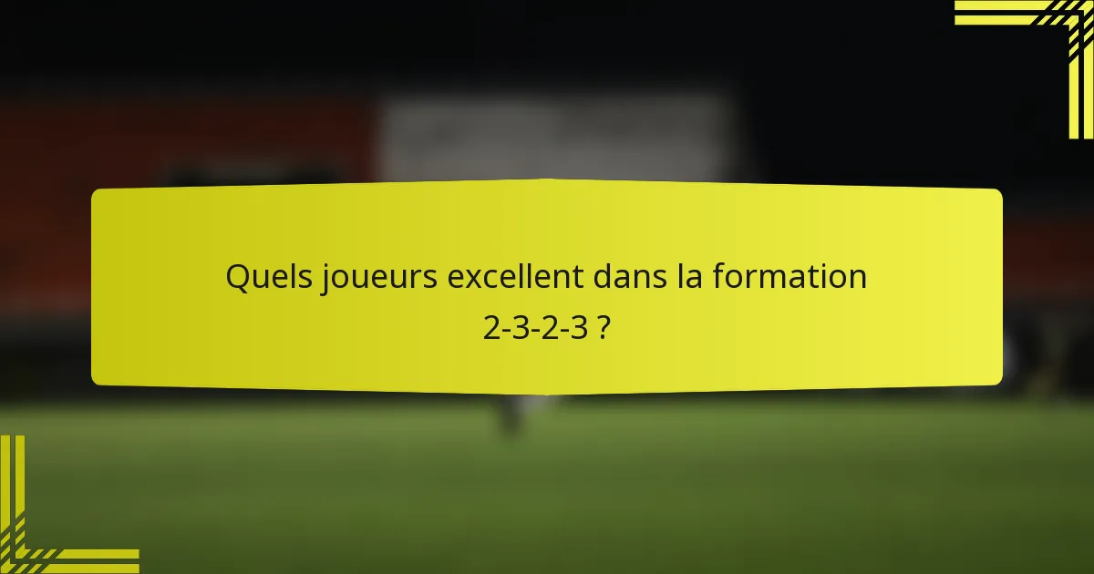 Quels joueurs excellent dans la formation 2-3-2-3 ?