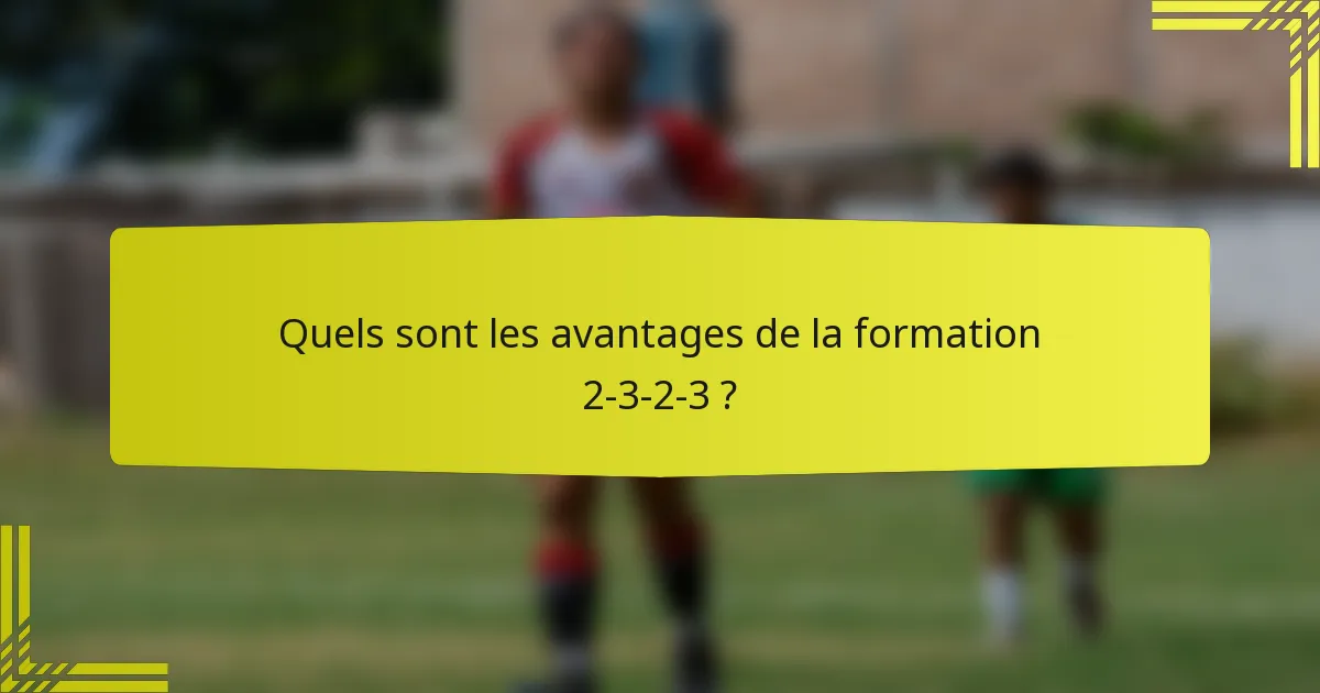 Quels sont les avantages de la formation 2-3-2-3 ?