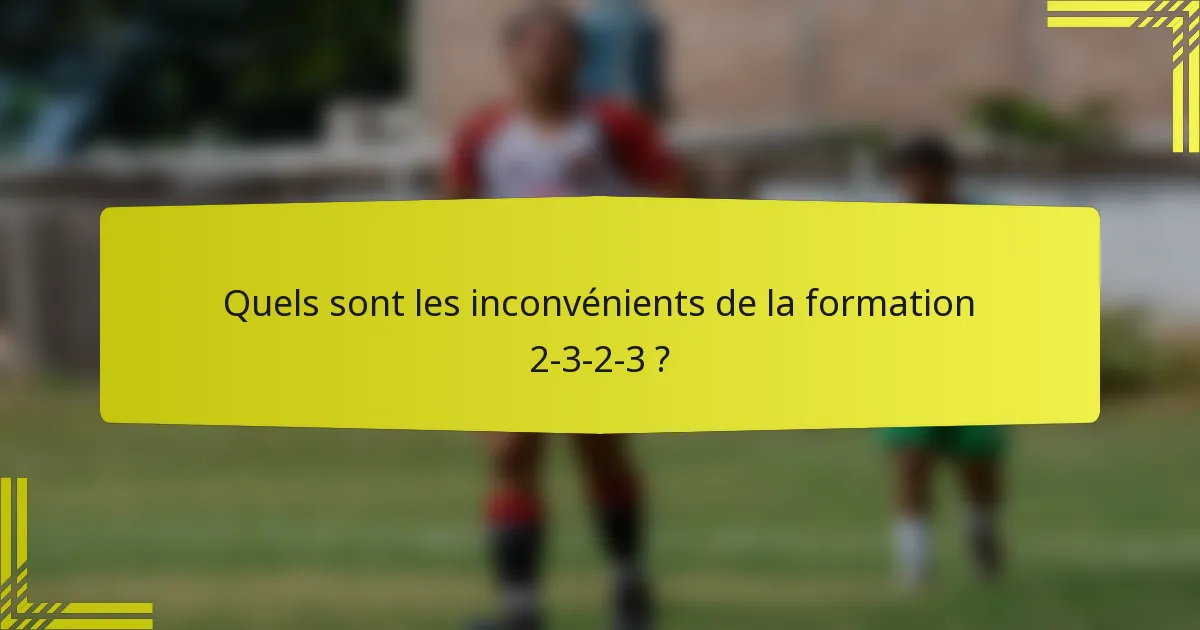 Quels sont les inconvénients de la formation 2-3-2-3 ?