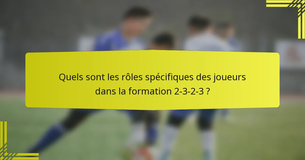 Quels sont les rôles spécifiques des joueurs dans la formation 2-3-2-3 ?